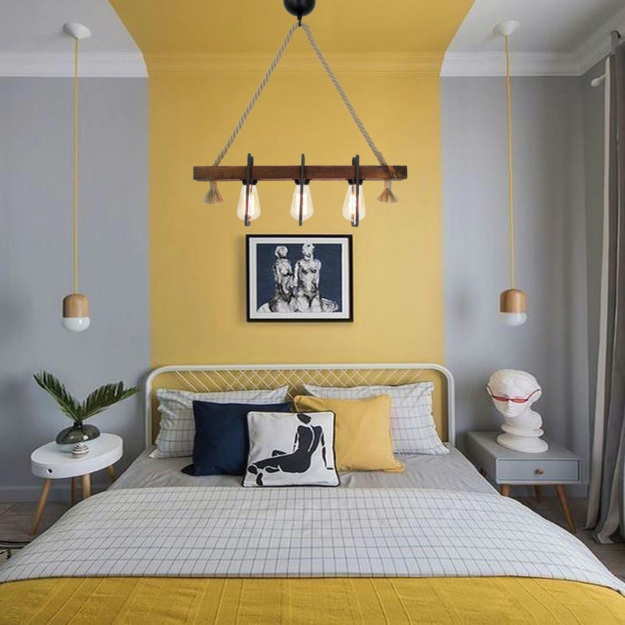 Suspension industrielle bois, métal & corde CAMOGLI