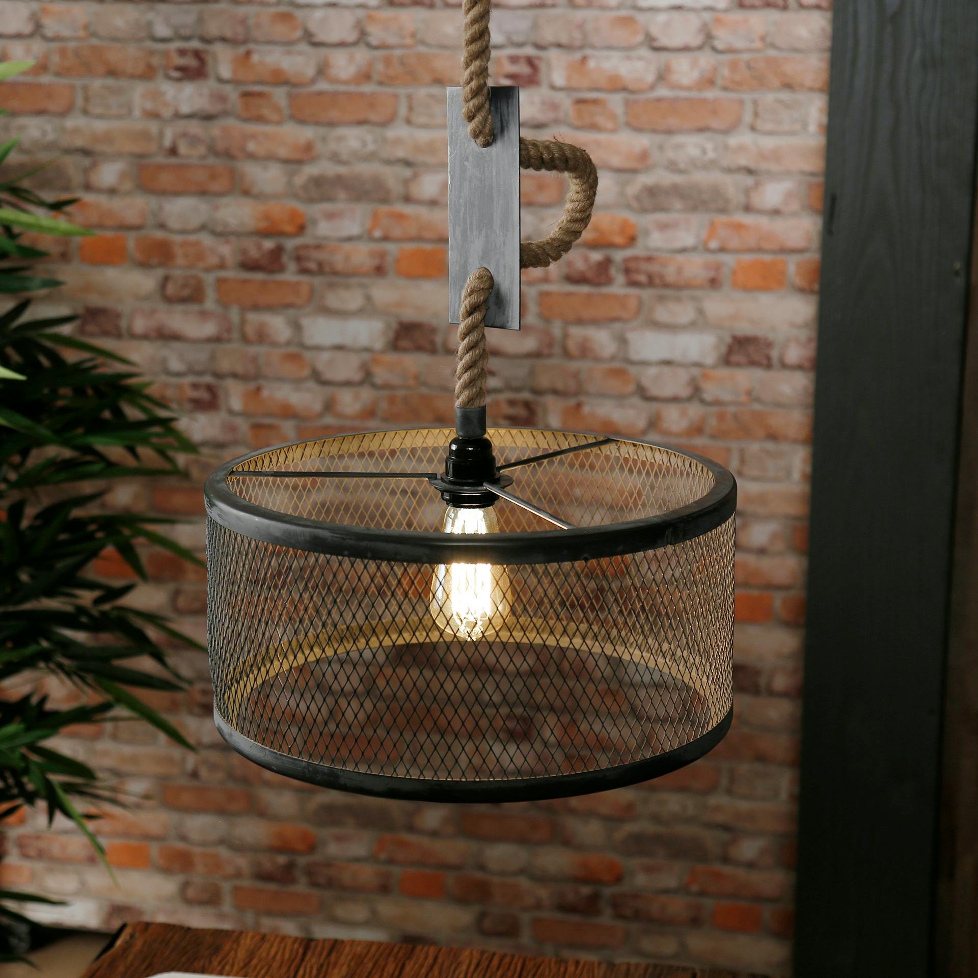 Suspension industrielle effet maille 1 lampe ronde TRIBECA