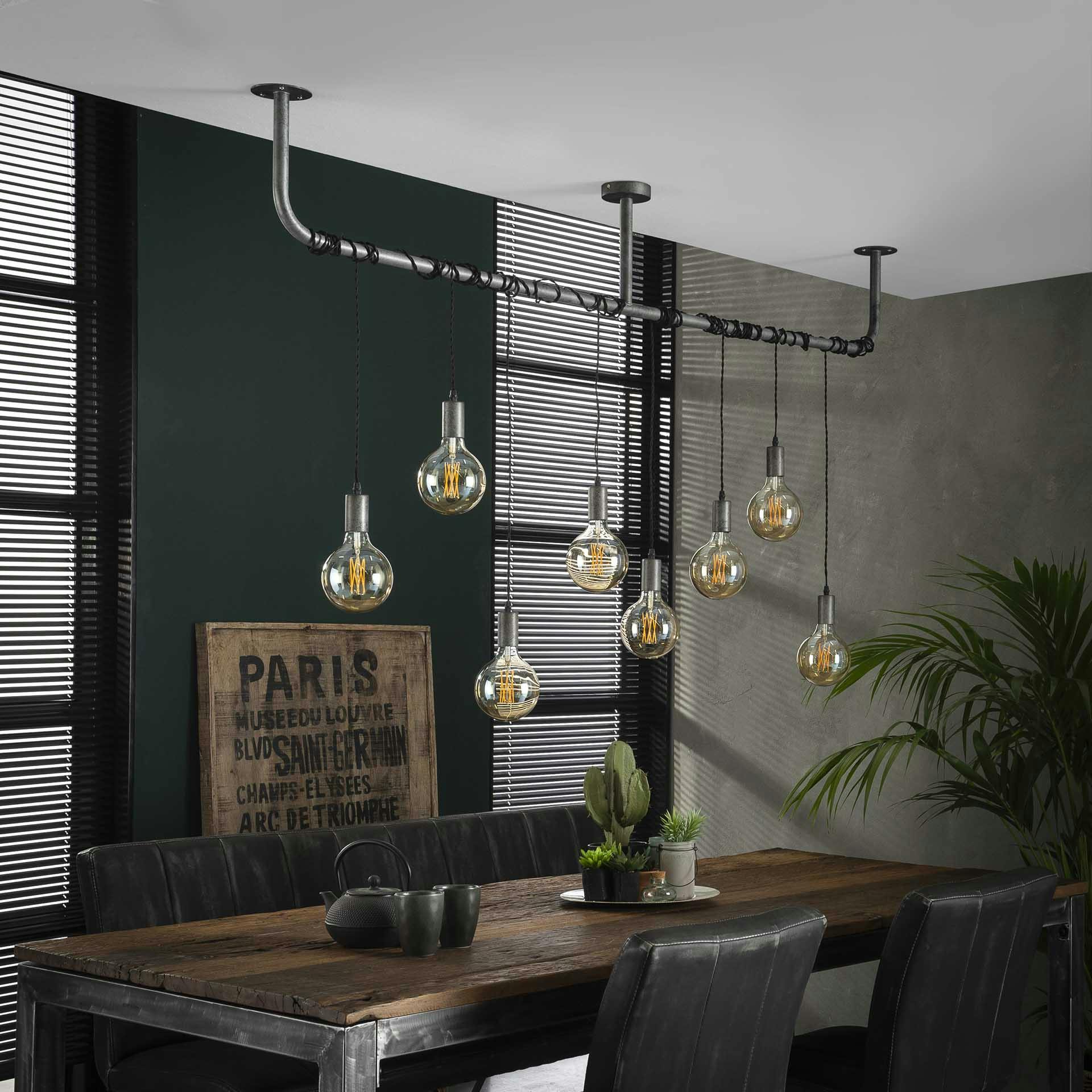 Suspension industrielle esprit loft 8 lampes réglables RALF