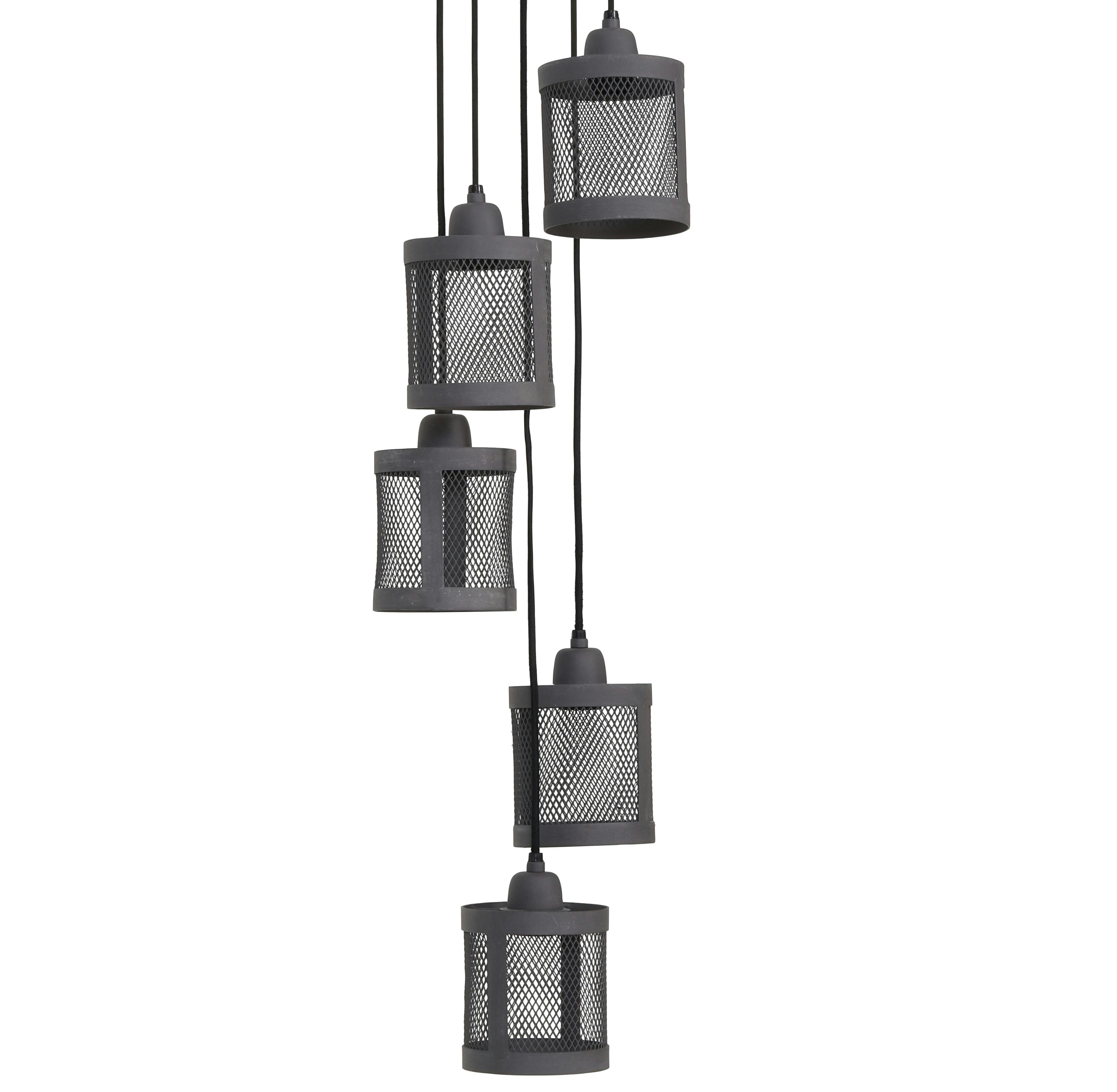 Suspension industrielle métal gris 5 lampes