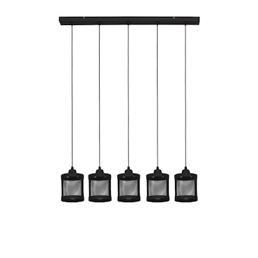  Suspension industrielle métal noir mat 5 lampes horizontales