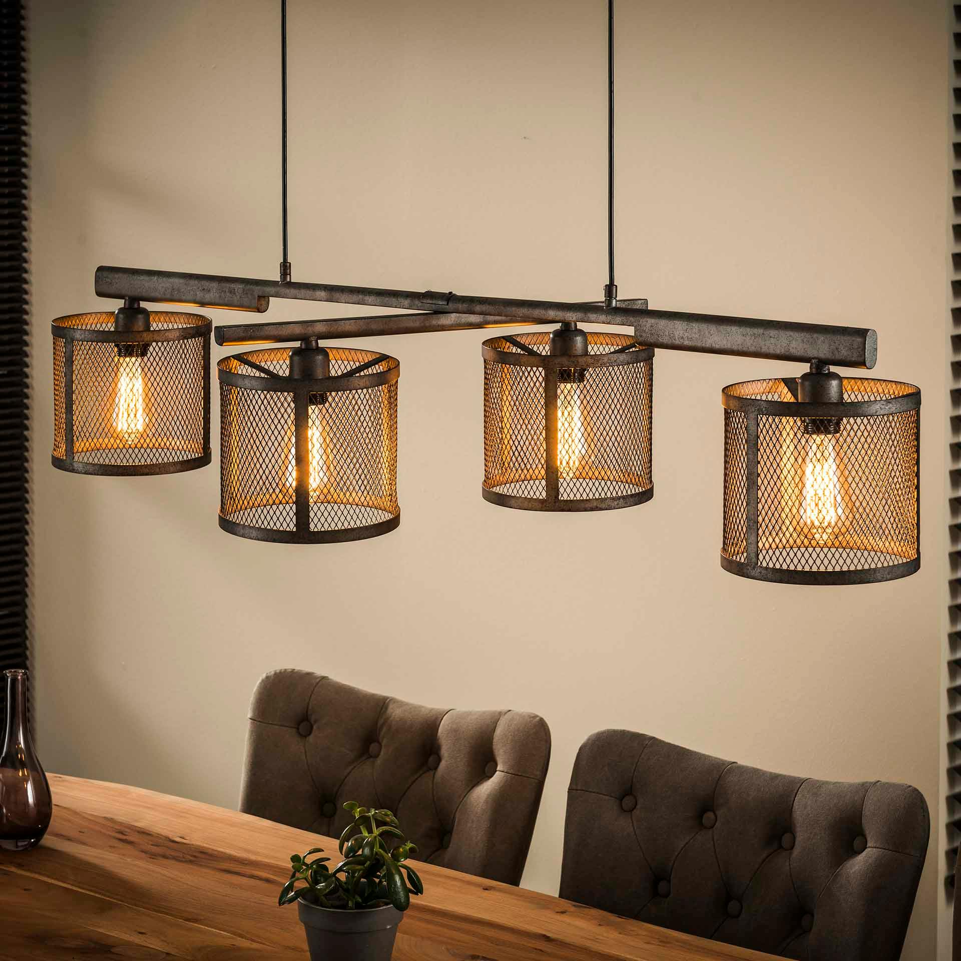 Suspension industrielle modulable 4 abat-jour grillagés RALF