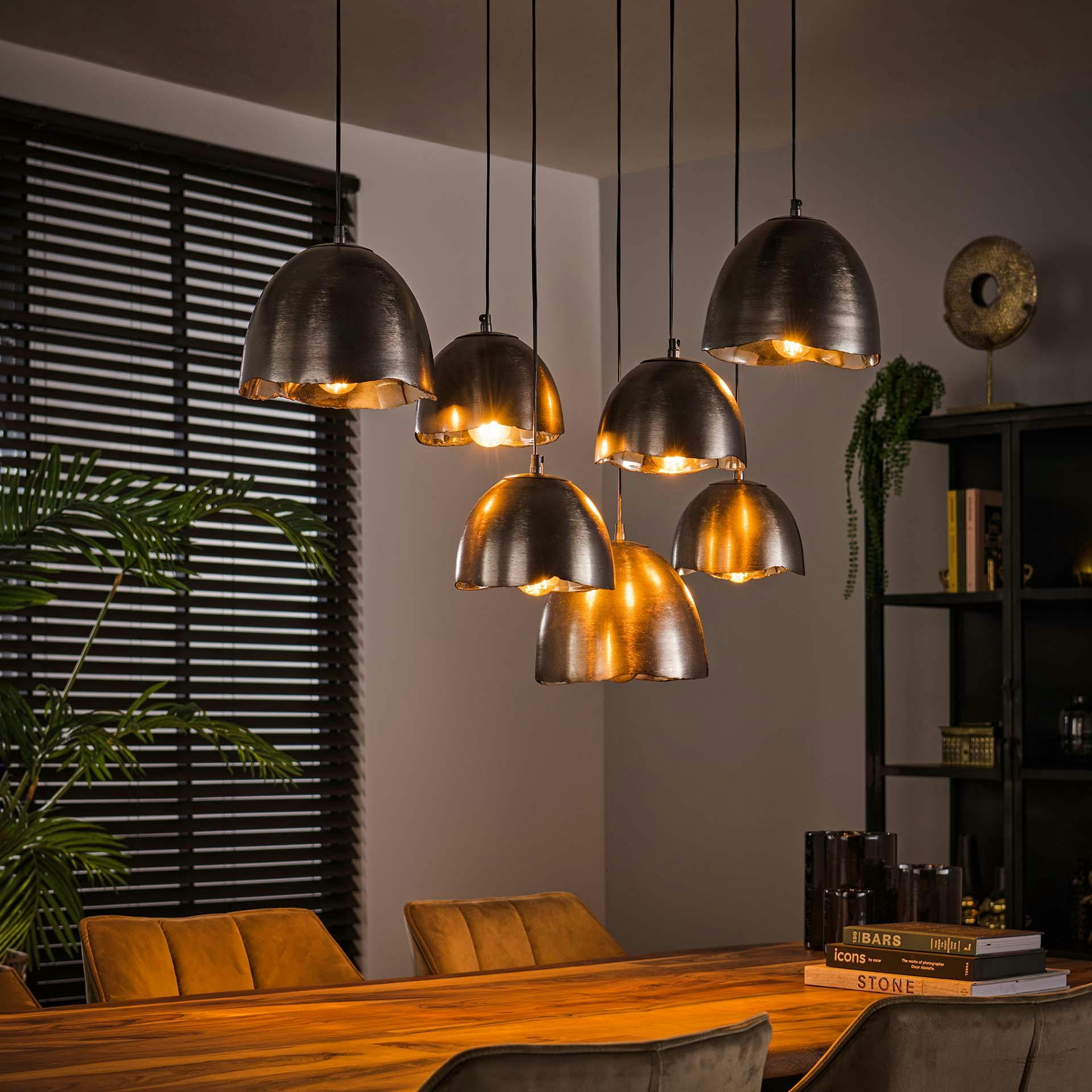 Suspension industrielle noir et argent 7 lampes RALF
