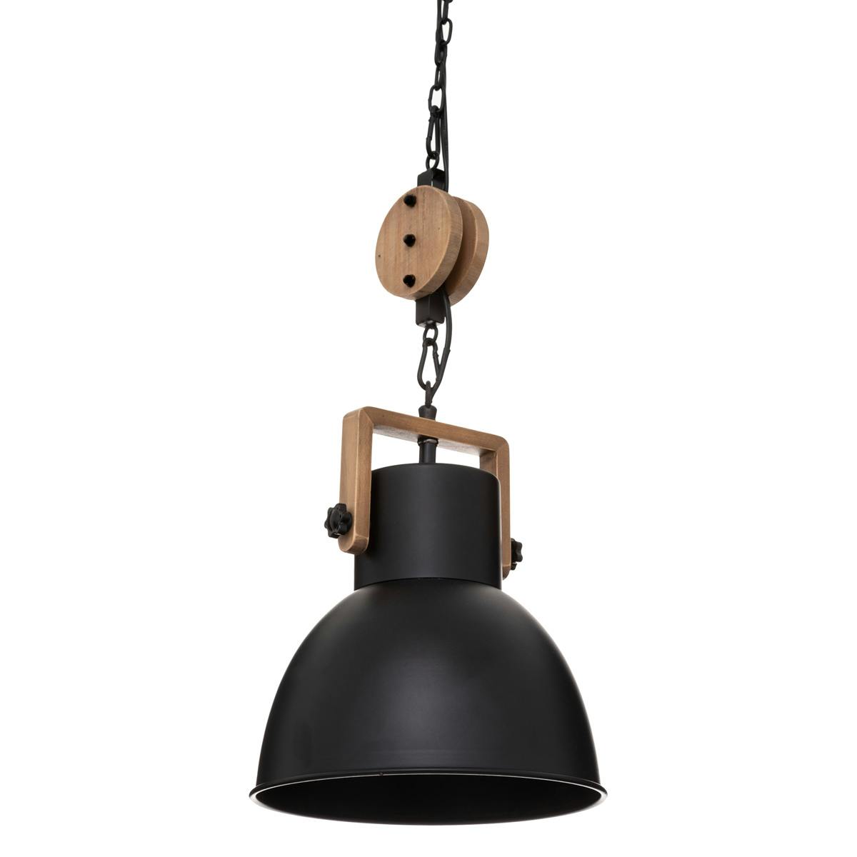 Suspension industrielle noire avec poulie