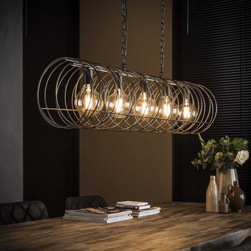 Suspension industrielle tourbillon forme cylindre 5 lampes RALF