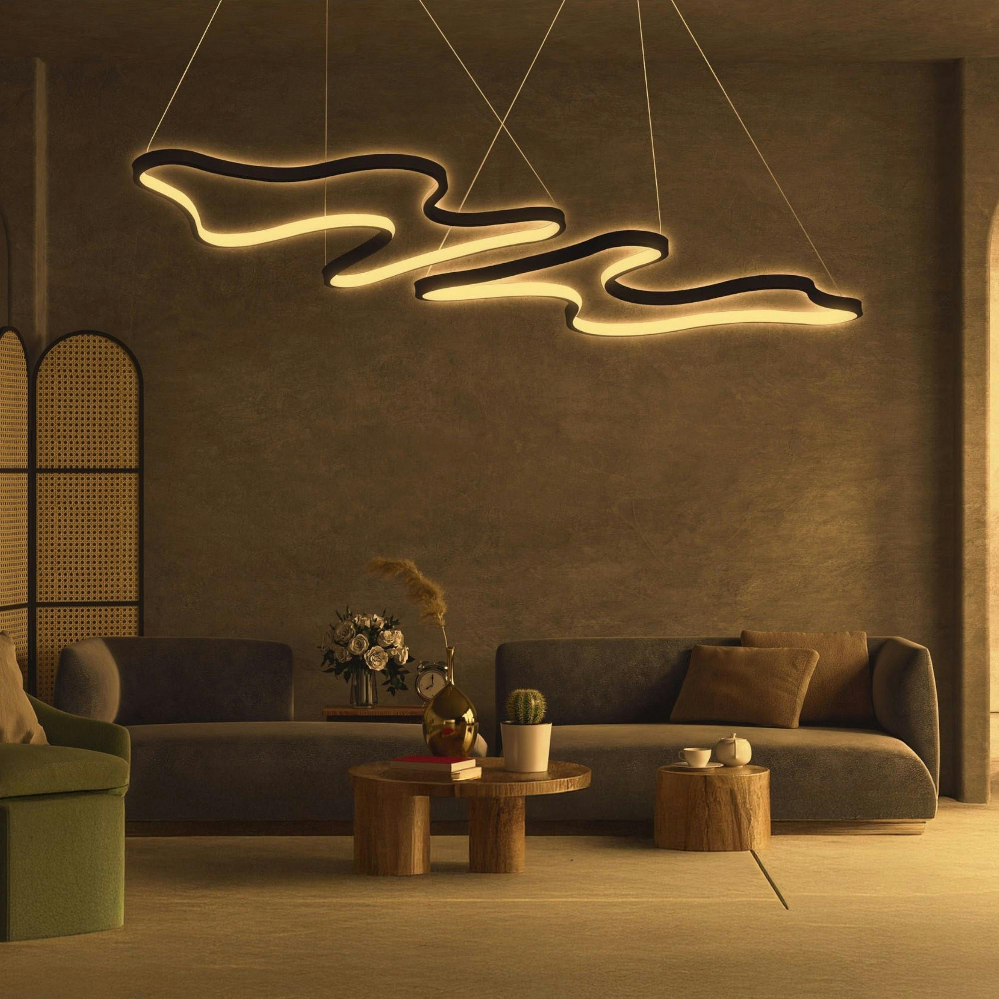 Suspension LED design, cadre noir forme organique VIESTE