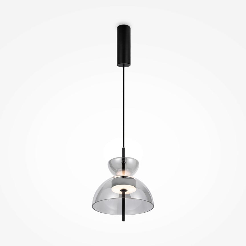 Suspension LED moderne - verre gris silhouette cloche NORA