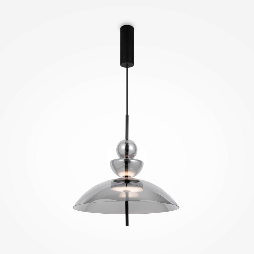 Suspension LED moderne - verre gris silhouette dôme NORA