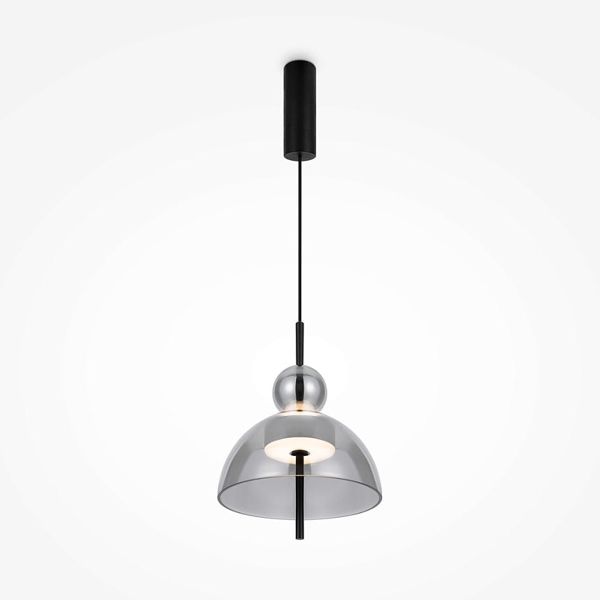 Suspension LED moderne - verre gris silhouette ronde NORA