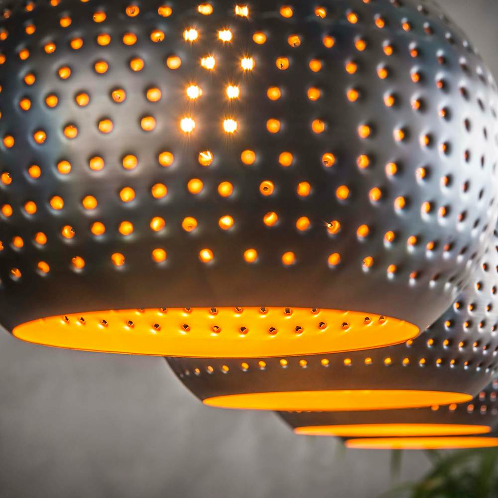 Suspension luminaire noir 4 lampes métal ajouré 130 cm JAVA ...