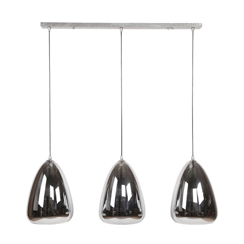 Suspension moderne 3 lampes verre chromé RALF