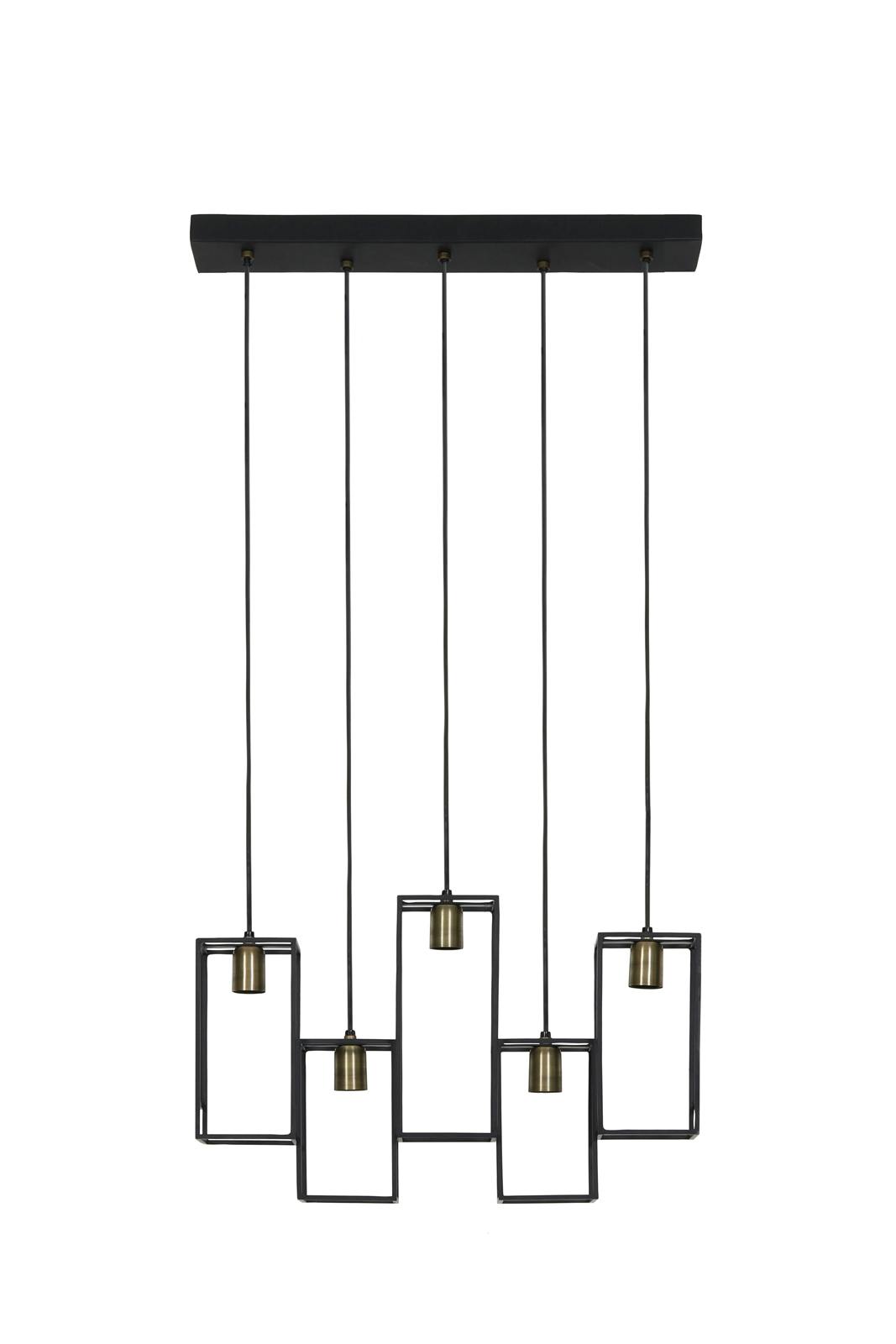 Suspension moderne 5 lampes métal noir mat