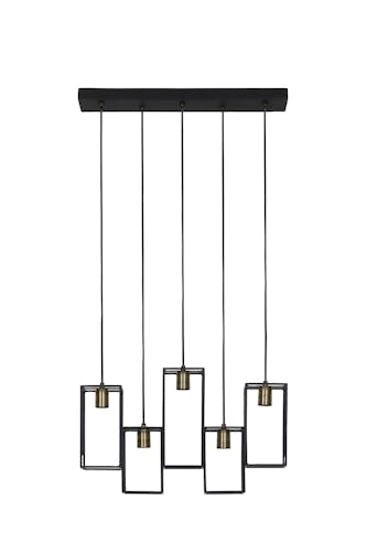 Suspension moderne 5 lampes métal noir mat