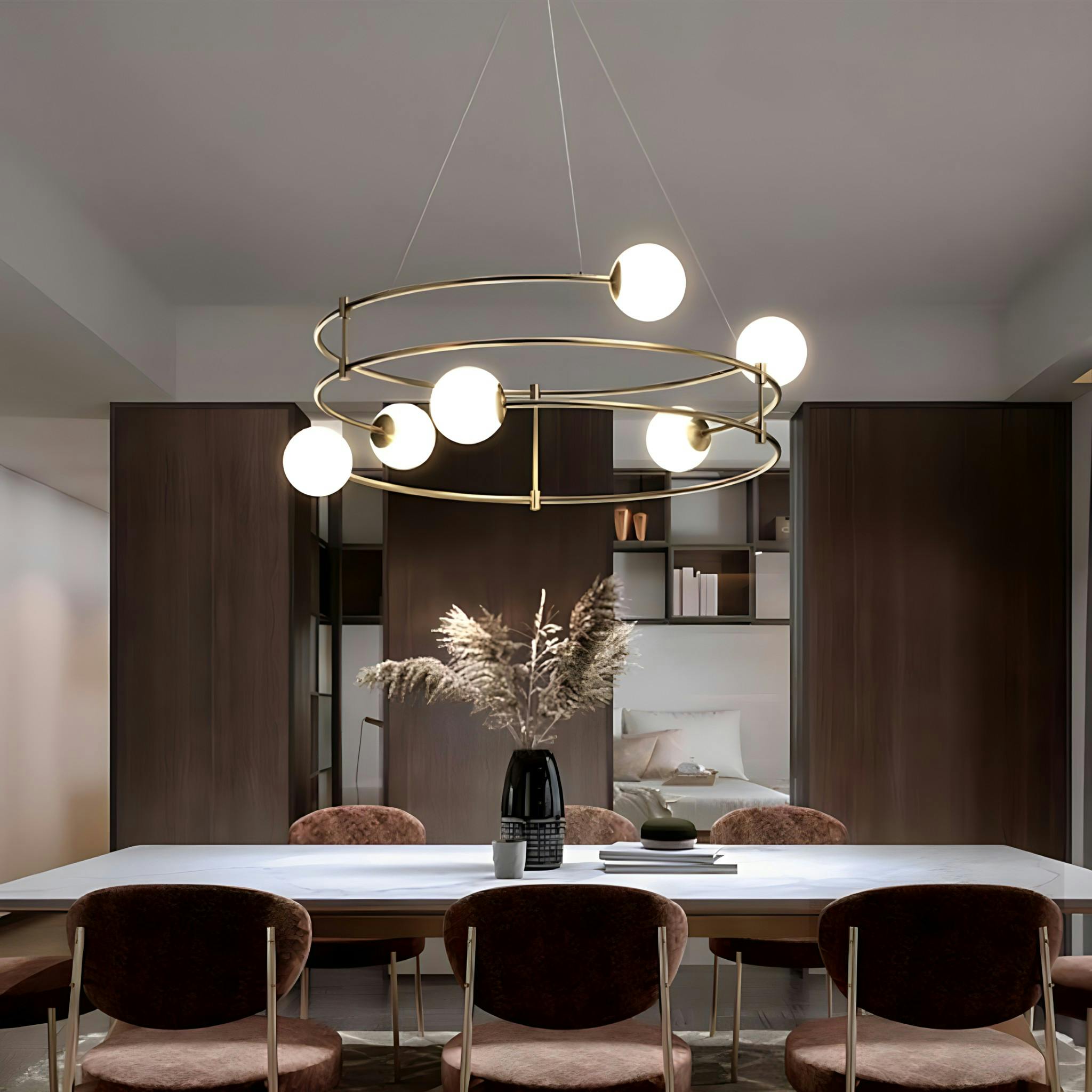 Suspension moderne - 6 globes sur structure spirale DELTONA