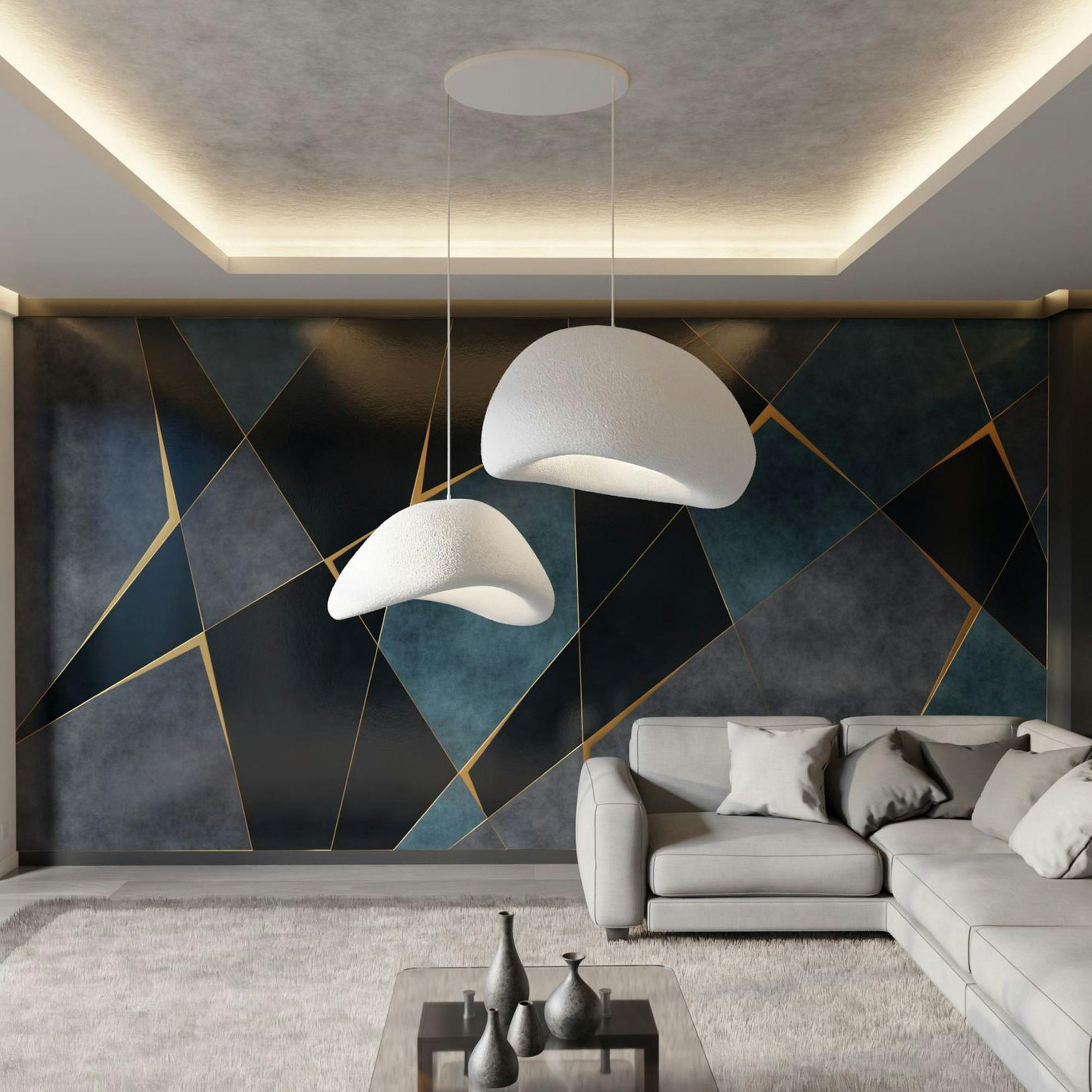 Suspension moderne blanche 2 abat-jour design 80 cm NOXIS