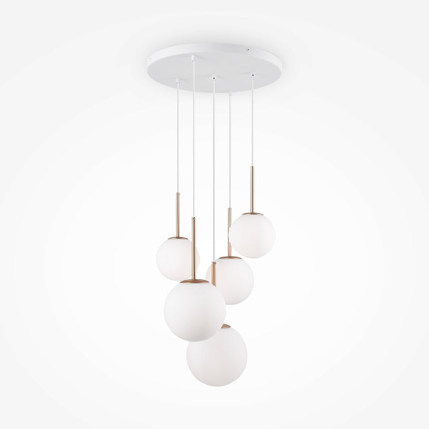 Suspension moderne blanche - 5 globes en grappe DELTONA