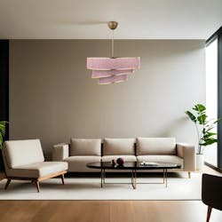 Suspension moderne couleur blush – abat-jour triple ZURICH