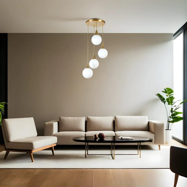 Suspension avec abat-jour en fer de couleur doré 20 cm Remei | Maisons