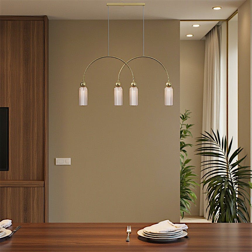 Suspension moderne double arche - verre ambré SOLANA