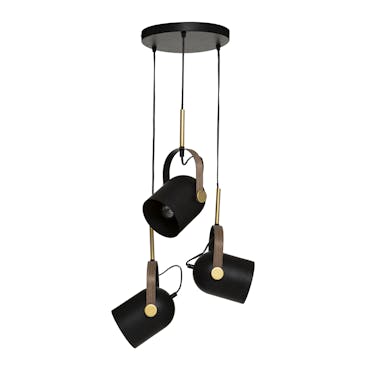 Suspension moderne en métal noir et or (3 lampes)