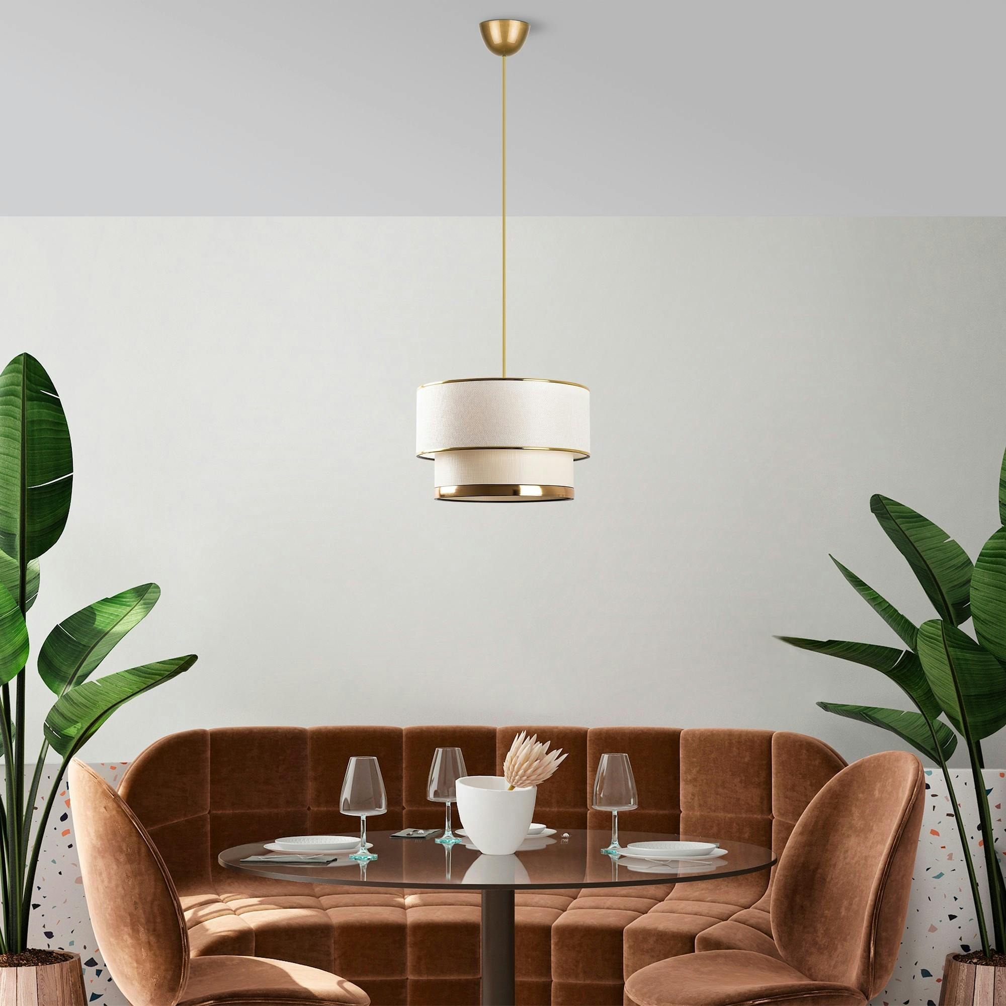 Suspension moderne en tissu - crème et or ZURICH