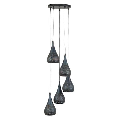 Suspension moderne goutte 5 lampes ajourées RALF