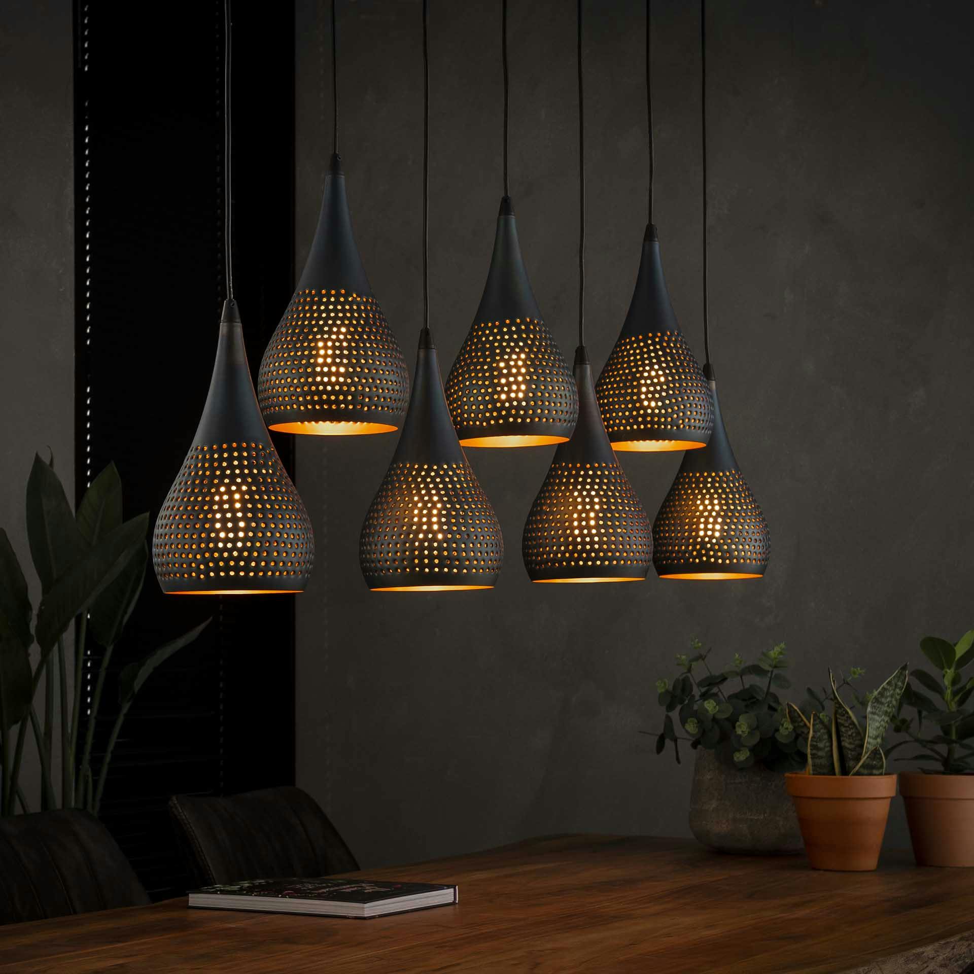 Suspension moderne goutte 7 lampes ajourées RALF