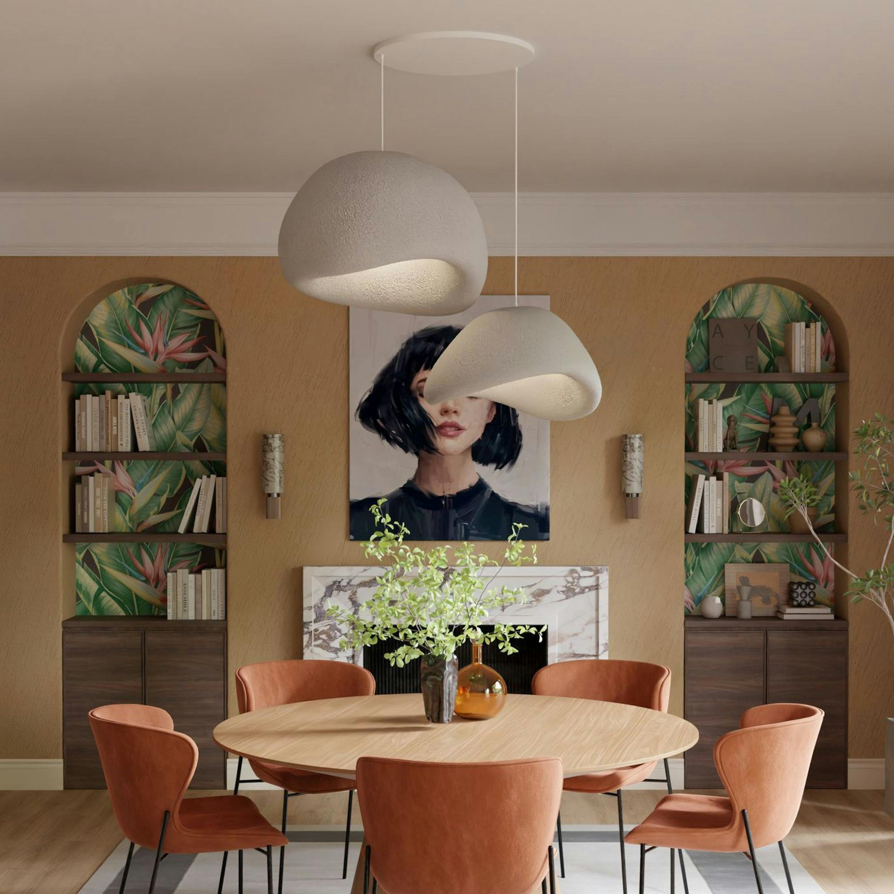 Suspension moderne grise 2 abat-jour design 80 cm NOXIS