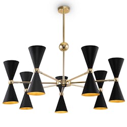 Suspension moderne noir et or 14 cônes MODENE