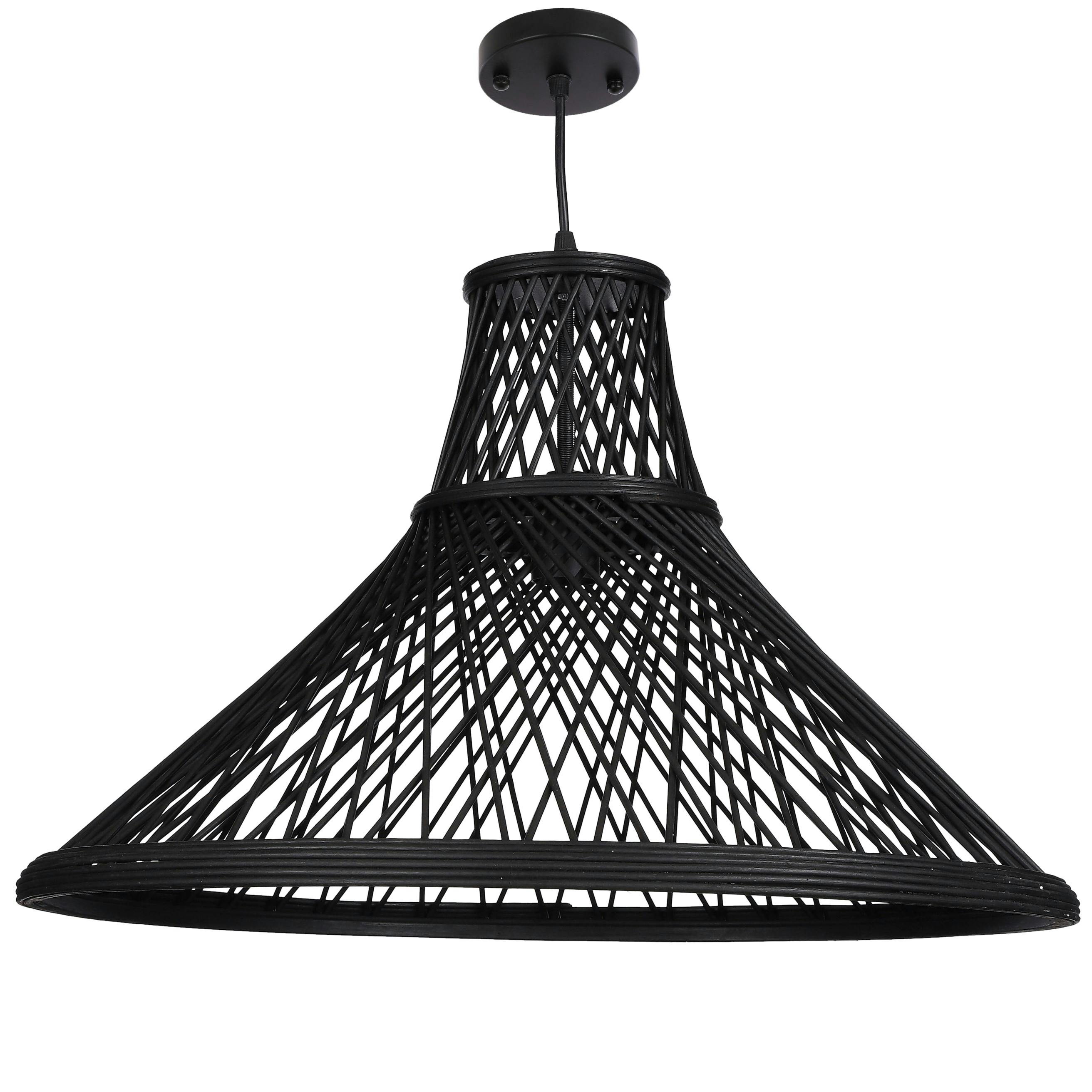 Suspension moderne noire forme chapeau 36 cm