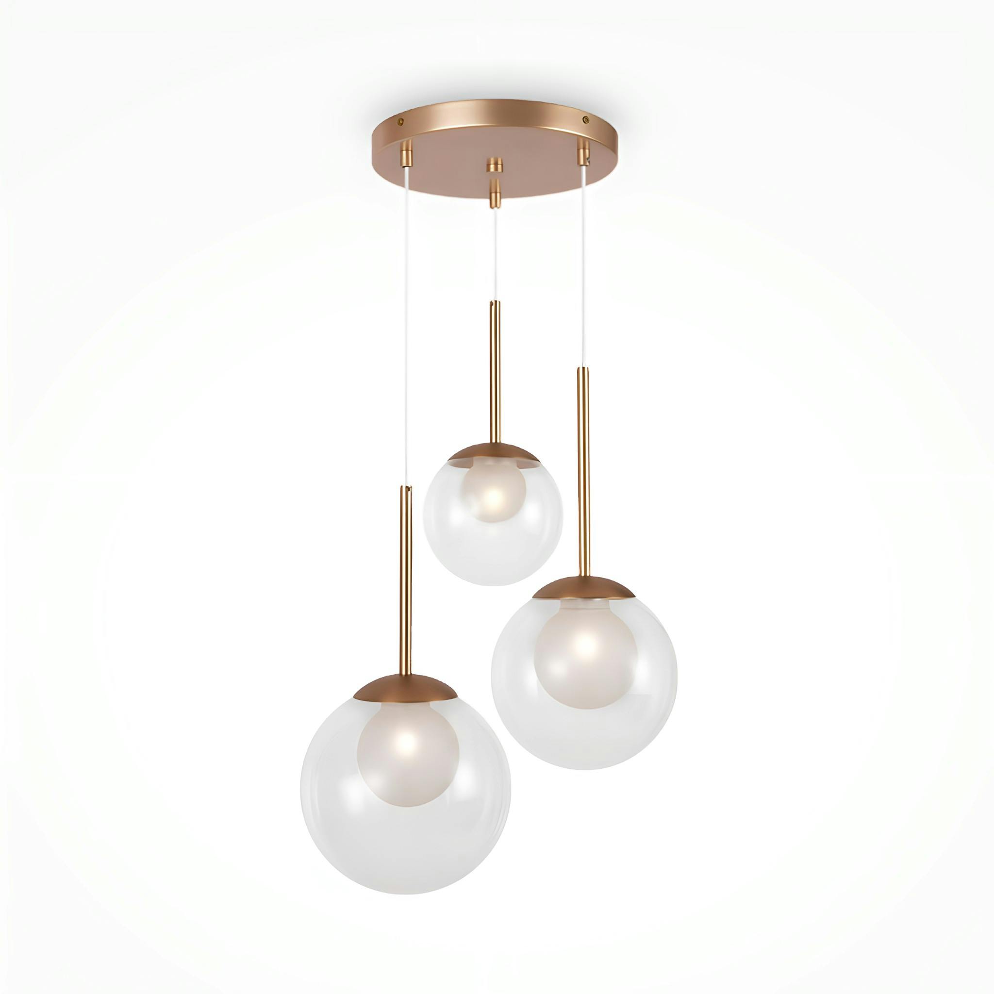 Suspension moderne verre & or - 3 globes en grappe DELTONA