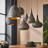 Suspension multiple 7 lampes en métal brun sombre JAVA | Suspensions ...