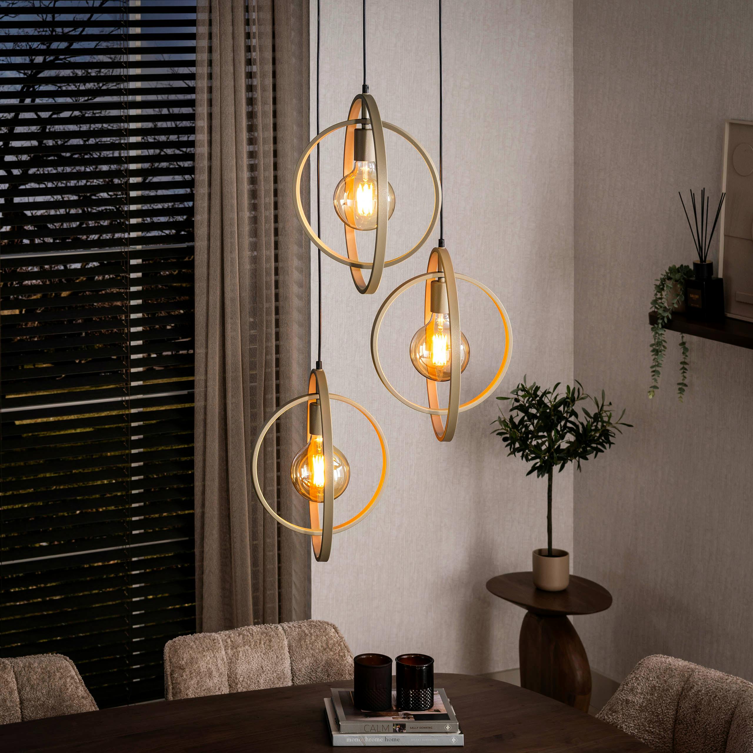 Suspension multiple beige 3 anneaux pivotants TRIBECA