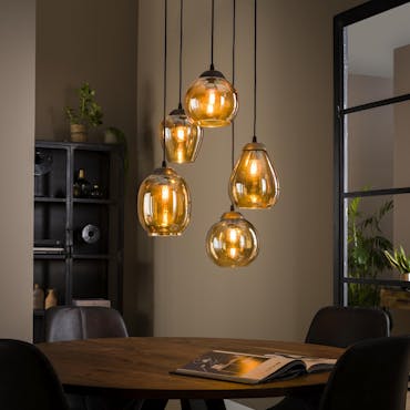 Suspension multiple en verre 5 lampes NOVA