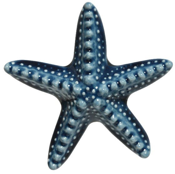 Suspension murale étoile de mer en porcelaine bleu foncé 23cm