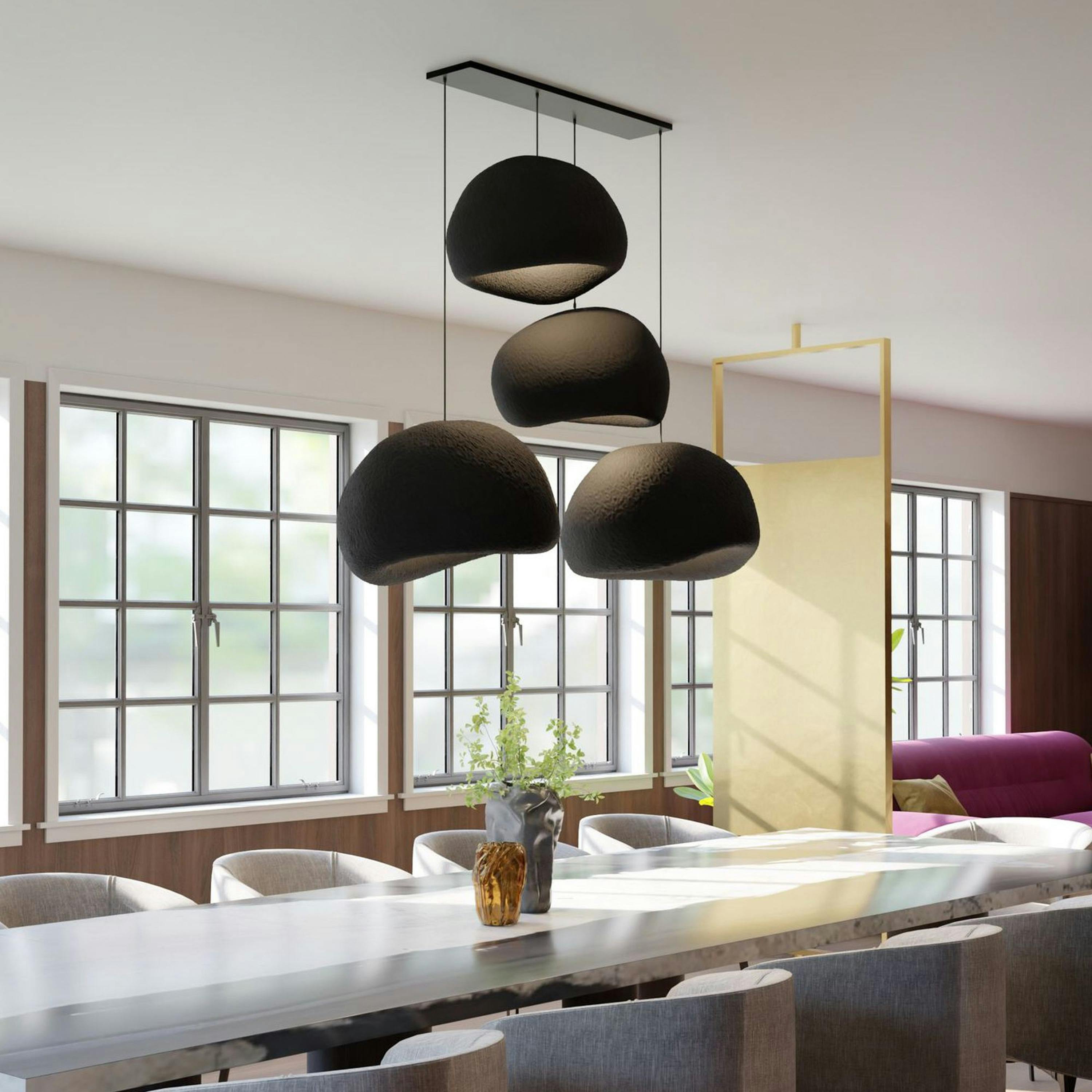 Suspension noire design 4 abat-jour wabi-sabi NOXIS