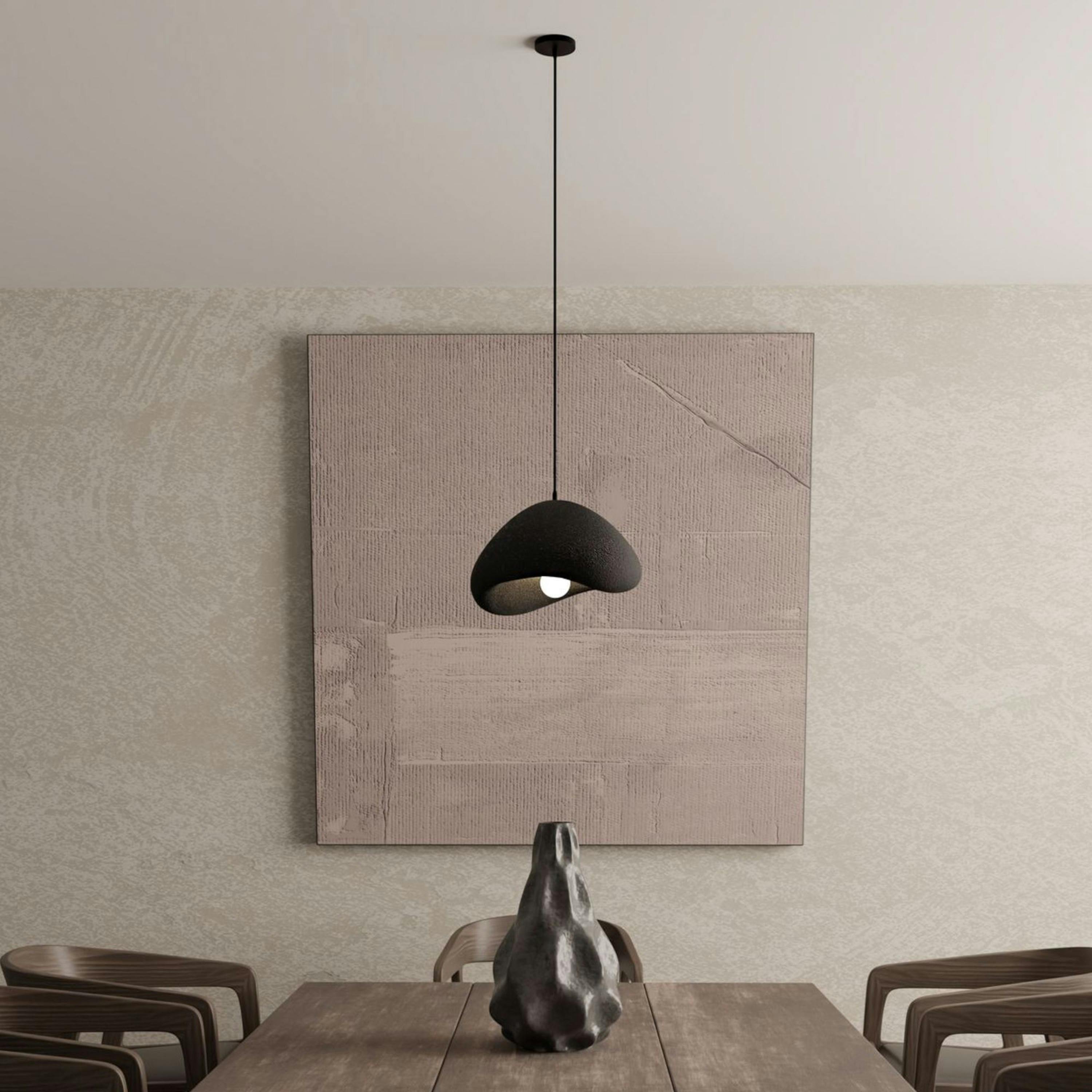 Suspension noire design forme organique 30 cm NOXIS