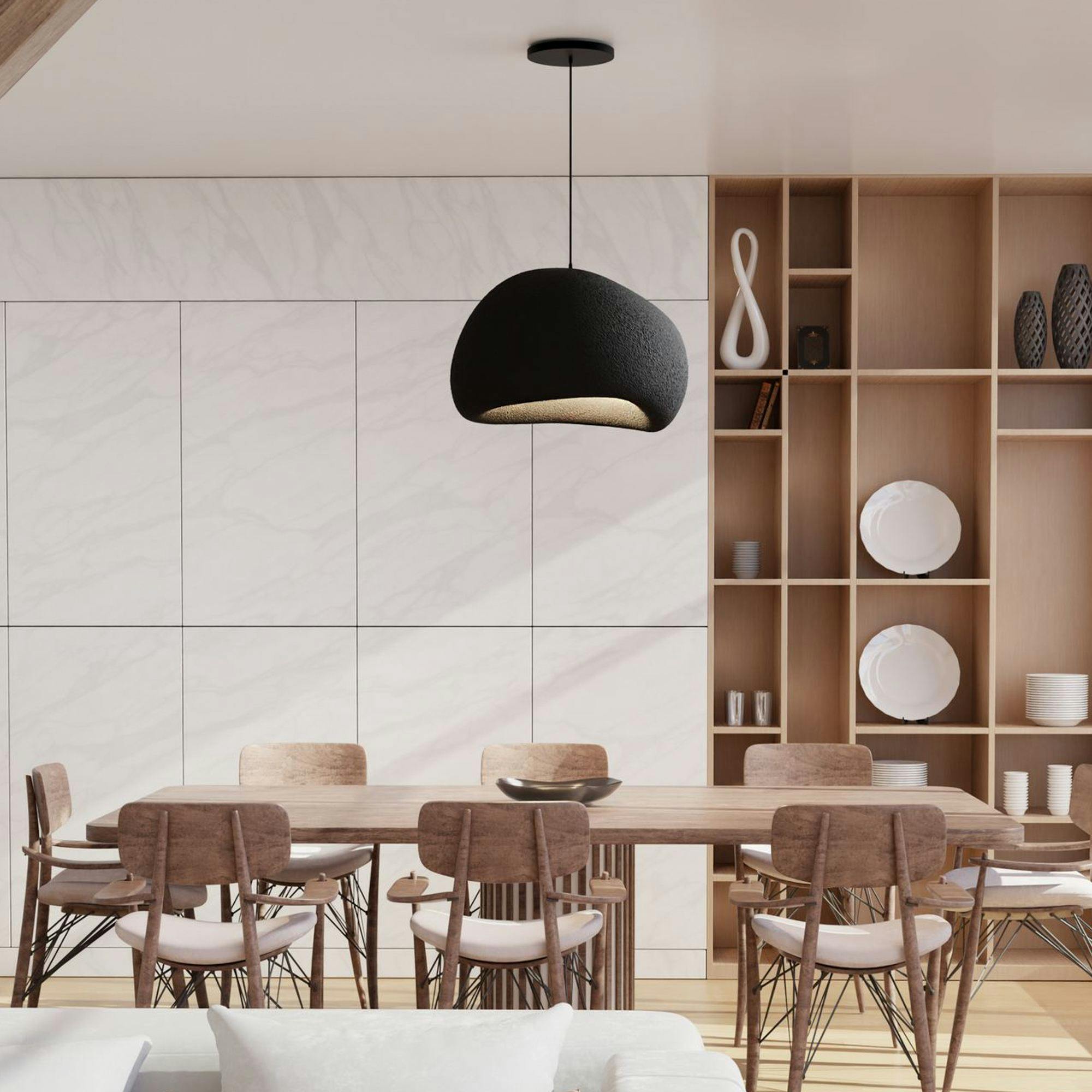 Suspension noire design forme organique 42 cm NOXIS