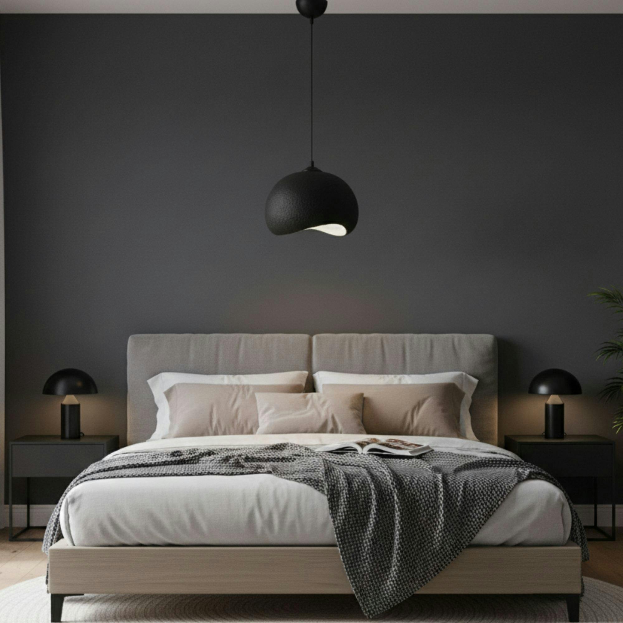 Suspension noire design organique 34 cm NOXIS