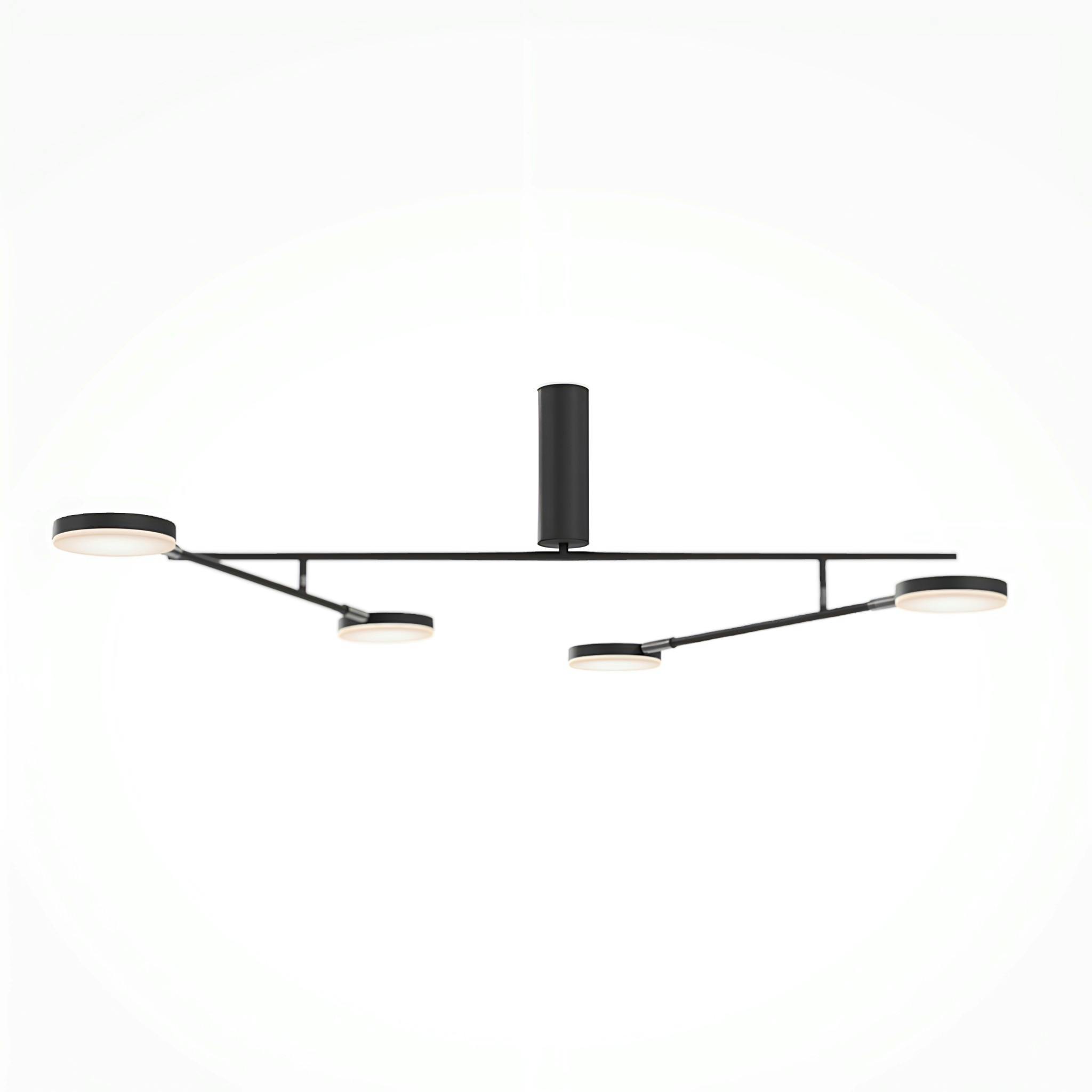 Suspension noire LED – bras articulés avec 4 ampoules OCALA