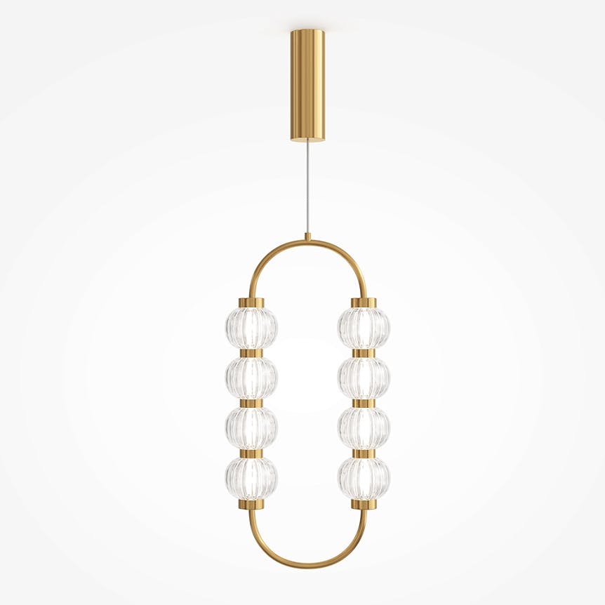 Suspension rétro verre - perles ciselées cadre doré BELLA