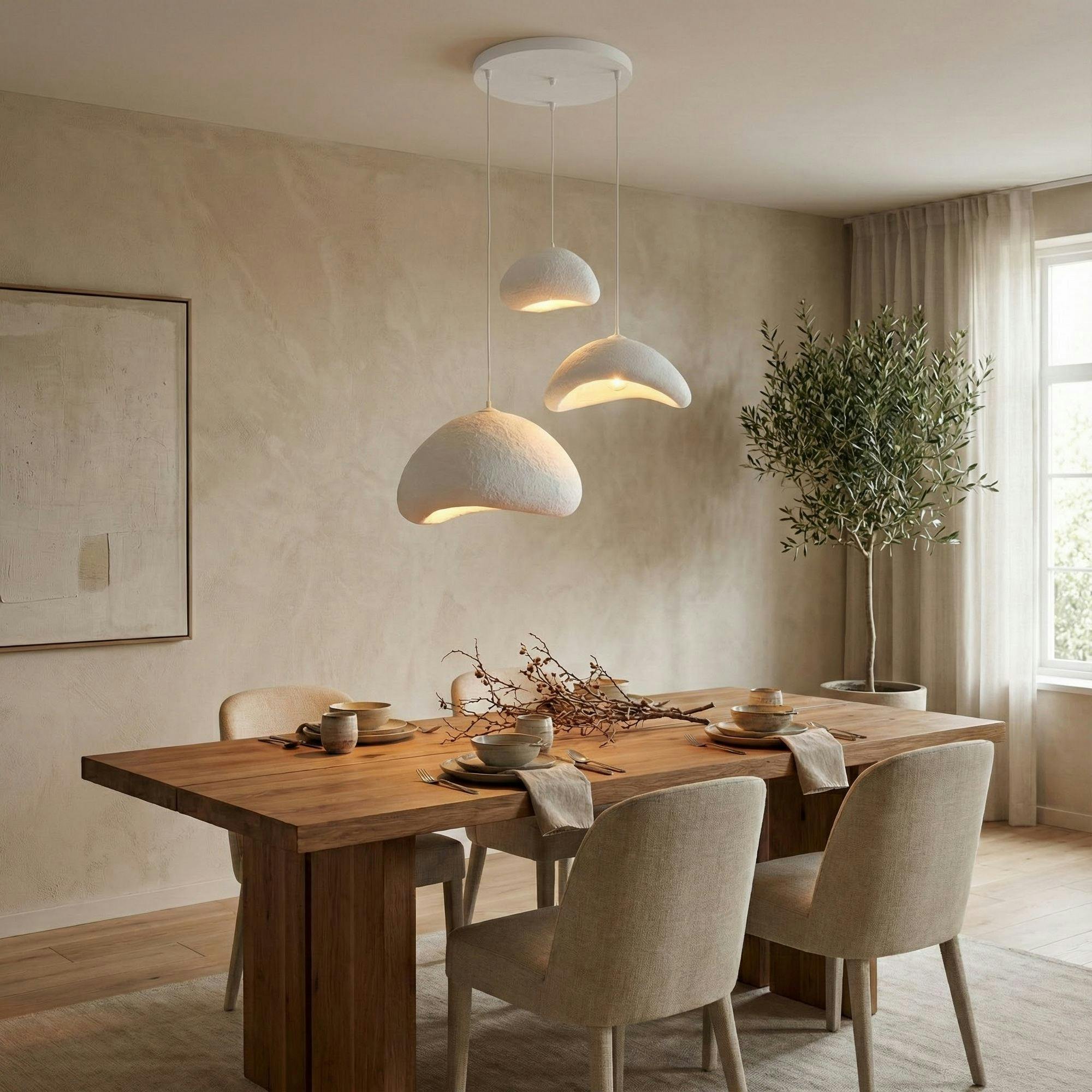 Suspension salle à manger blanche 3 lampes 82 cm NOXIS