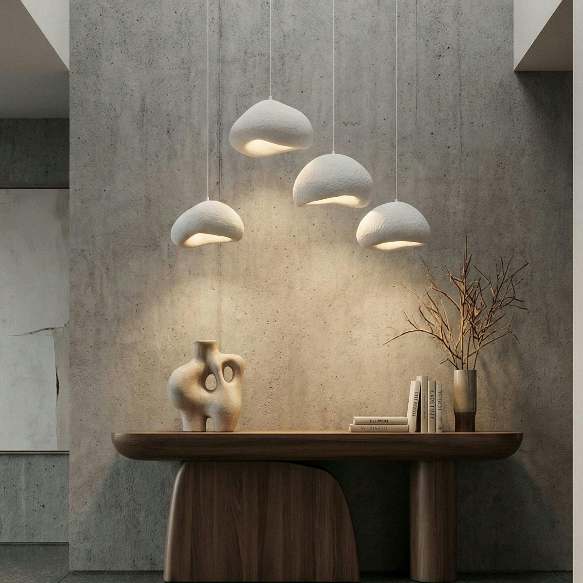 Suspension salle à manger blanche organique 4 abat-jour NOXIS