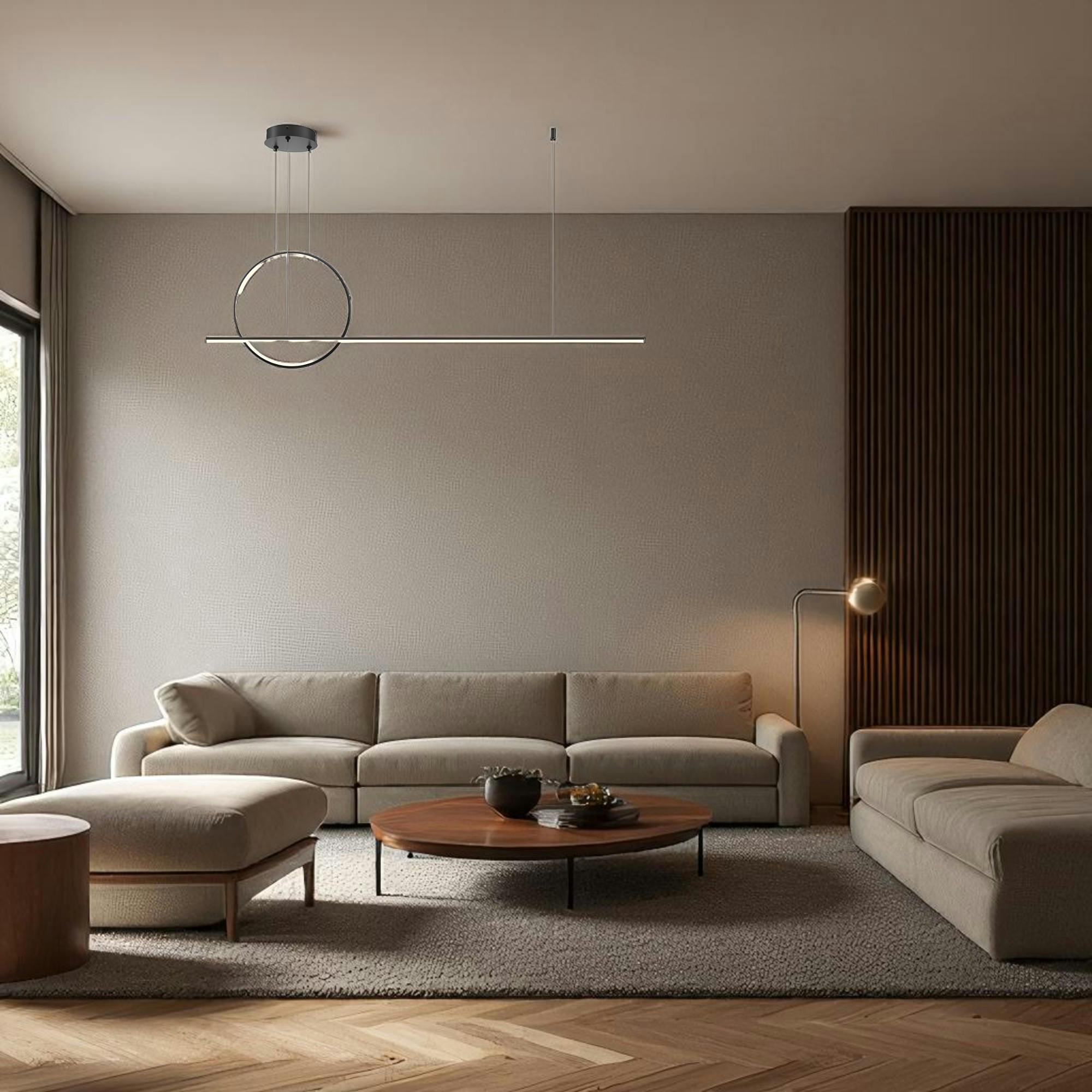 Suspension salon – anneau et barre horizontale noire SALEM