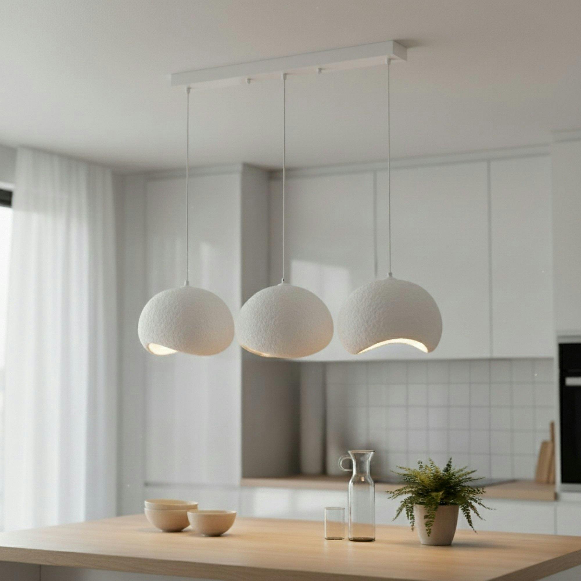 Suspension table à manger blanche 3 lampes 110 cm NOXIS