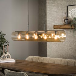 Suspension tube en verre ambré 5 lampes RALF