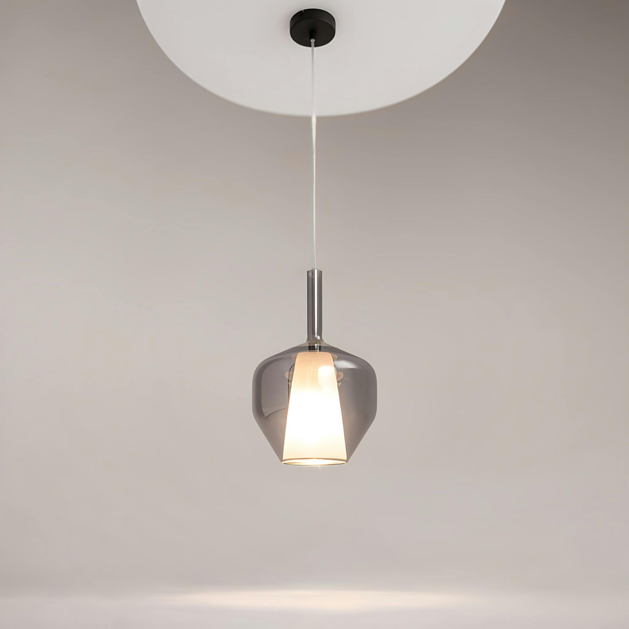 Suspension verre fumé design – abat-jour double LODI