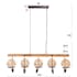 Suspension vintage 5 lampes baladeuses support bois TRIBECA
