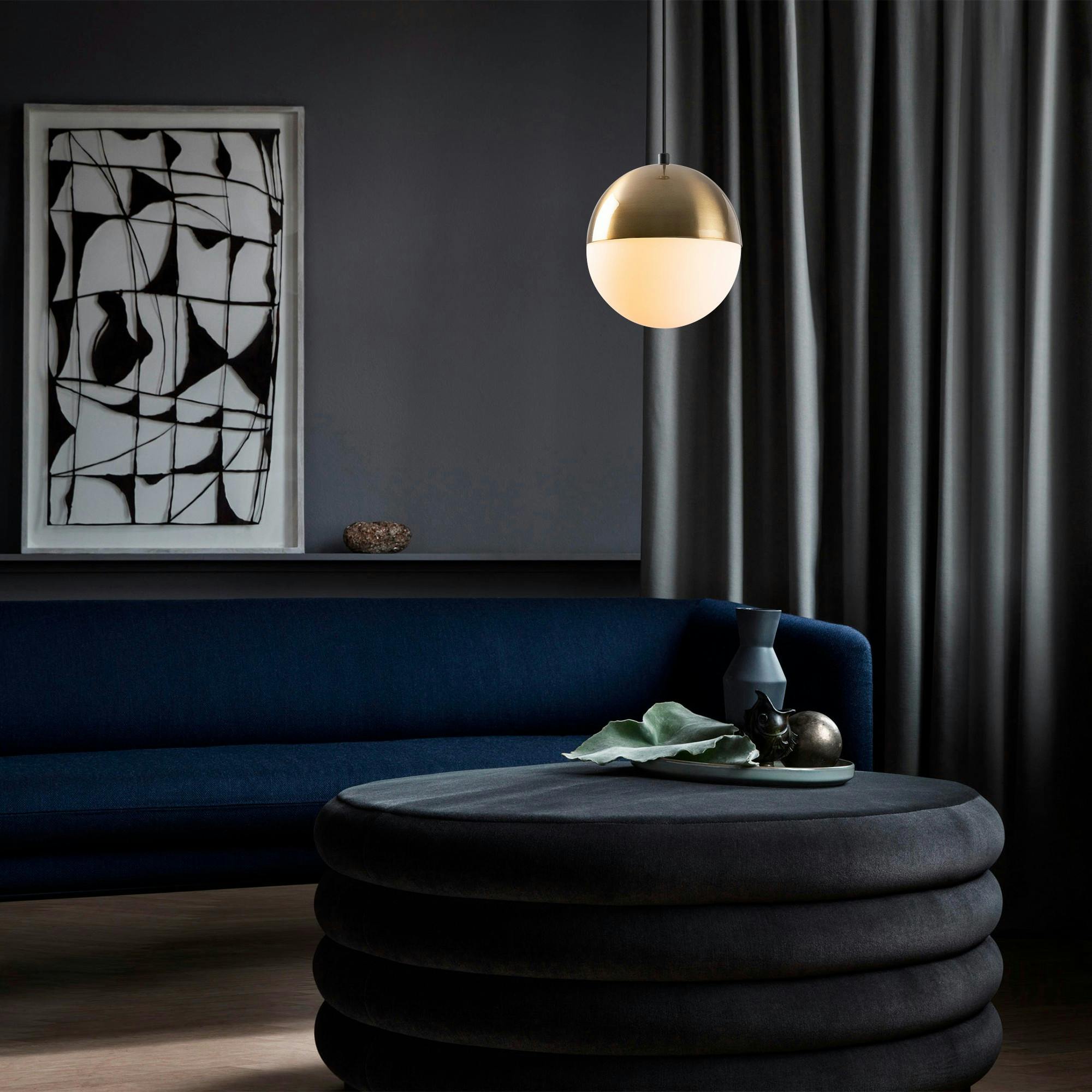 Suspension vintage globe blanc & doré Ø20 cm SIERRE