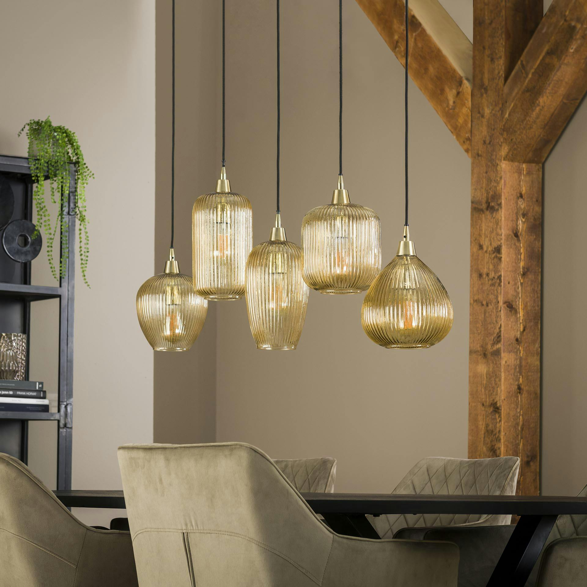 Suspension vintage multiple 5 lampes NOVA